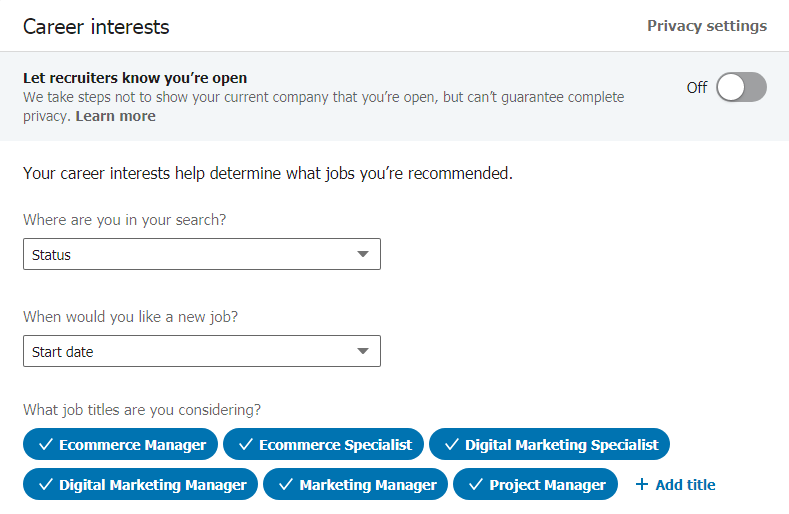 Linkedin Career interests
